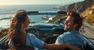 Couple enjoying a scenic drive along the coast